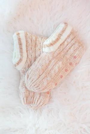 Cable Knit Faux Fur Slipper Boot