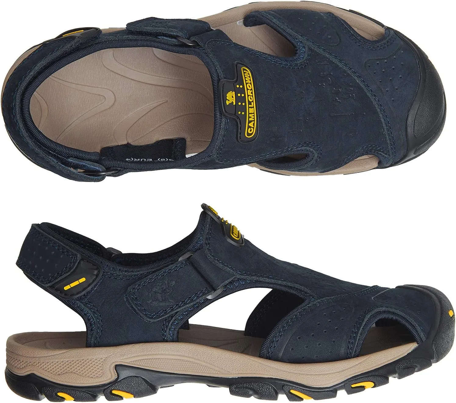 CAMEL CROWN Mens Hiking Sandals Waterproof Leather Fisherman Sandal for Athletic Outdoor Beach Sport Summer-Closed Toe Size 7-12