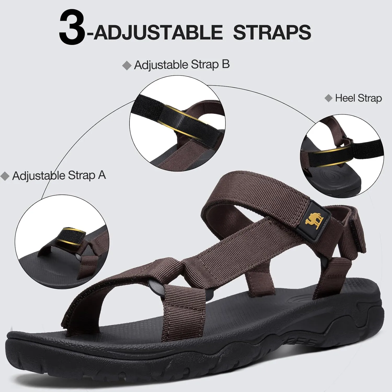 CAMELSPORTS Men's Hiking Sandals Open Toe Outdoor Beach Sandal Waterproof Sport Sandals Water Shoes for Athletic Walking