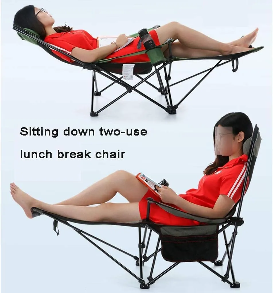 Camping Chair Outdoor Chair Foldable Chair Outdoor Camping Chair Folding Chair Recliner Break Relax Lounger Zero Gravity Chairs Garden Balcony Fishing Hiking Folding Camping Chair ( Color : Green , Si