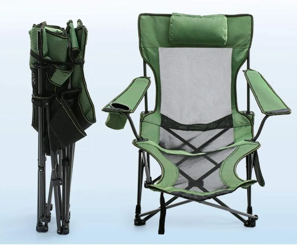 Camping Chair Outdoor Chair Foldable Chair Outdoor Camping Chair Folding Chair Recliner Break Relax Lounger Zero Gravity Chairs Garden Balcony Fishing Hiking Folding Camping Chair ( Color : Green , Si