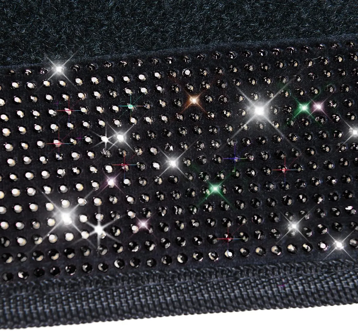 CAR PASS Bling Diamond Car Floor Mats, Sparkling Crystal Shining Glitter Rhinestone Carpet, Anti-Slip PVC Heel Pad Waterproof Universal for Automotive SUV,Sedan,Van,4pcs Girl Women Men Black Diamond