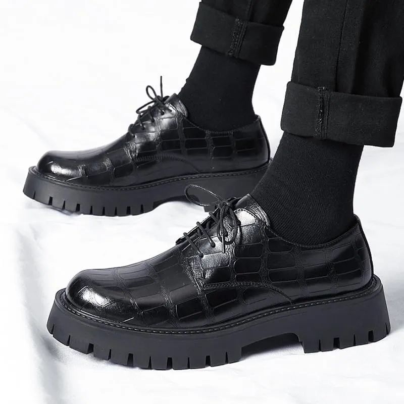 Casual Leather Dress Shoes Men’s Oxford Dress Sneakers Casual Dress Business Shoes Lace Up Fashion Premium Crocodile Formal Shoes Fashion Party Slip-on Loafer