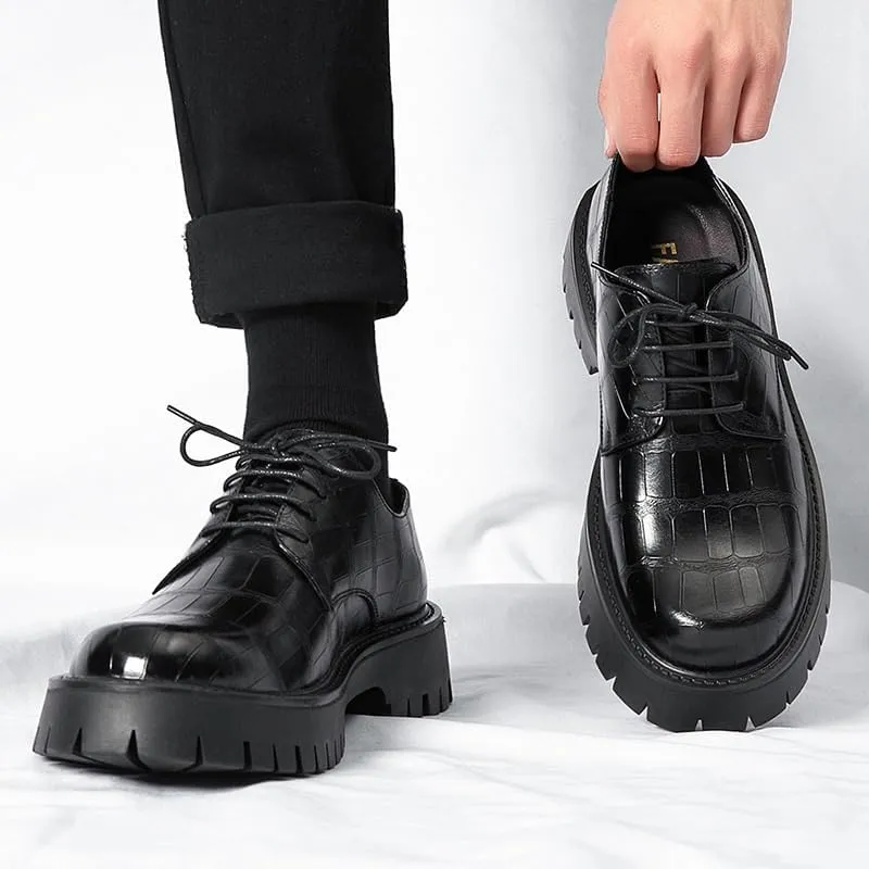 Casual Leather Dress Shoes Men’s Oxford Dress Sneakers Casual Dress Business Shoes Lace Up Fashion Premium Crocodile Formal Shoes Fashion Party Slip-on Loafer