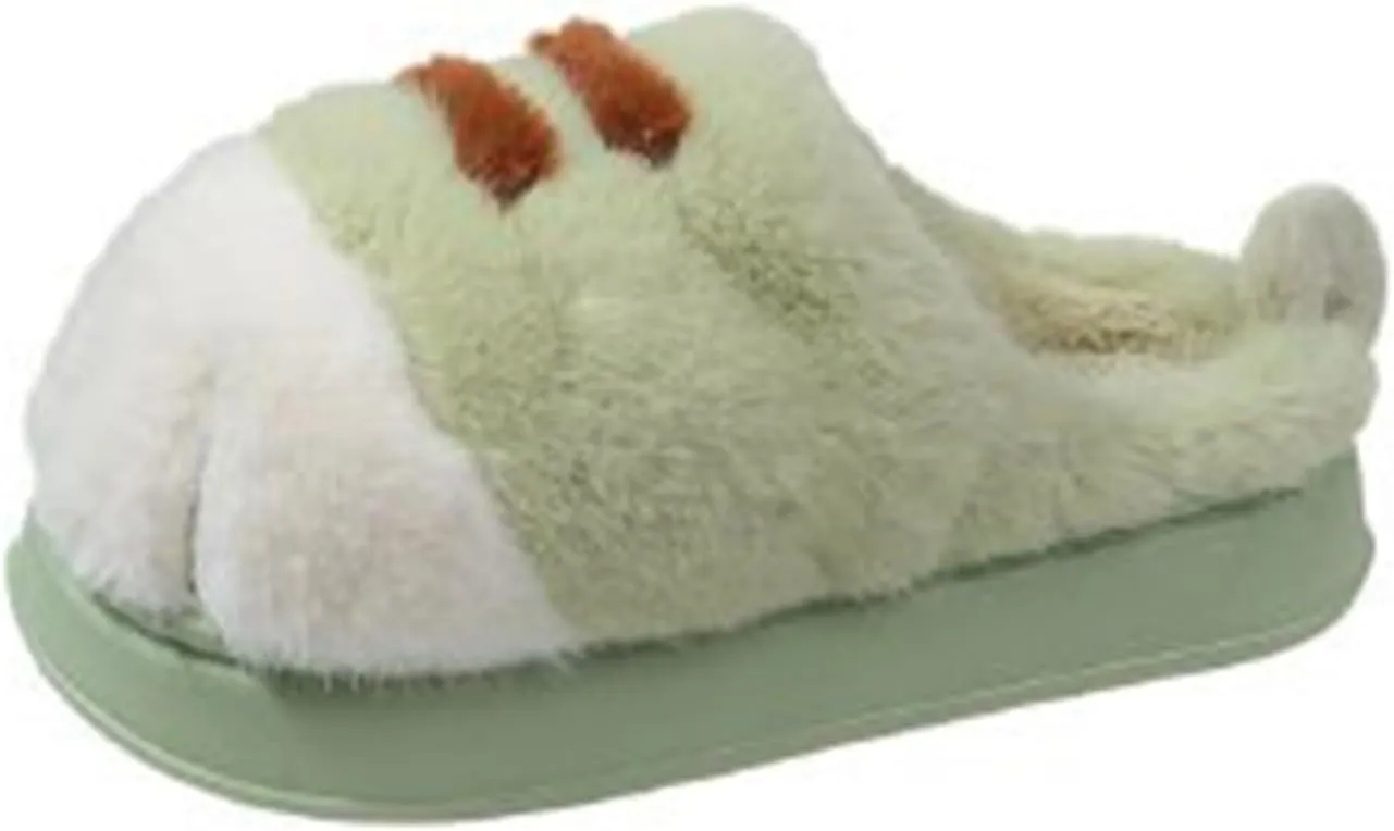 Cat Paw Slippers, Cat Slippers for Women 3D Cat Paw Cartoon Slipper Warm Fluffy Furry Winter Indoor Outdoor Slides
