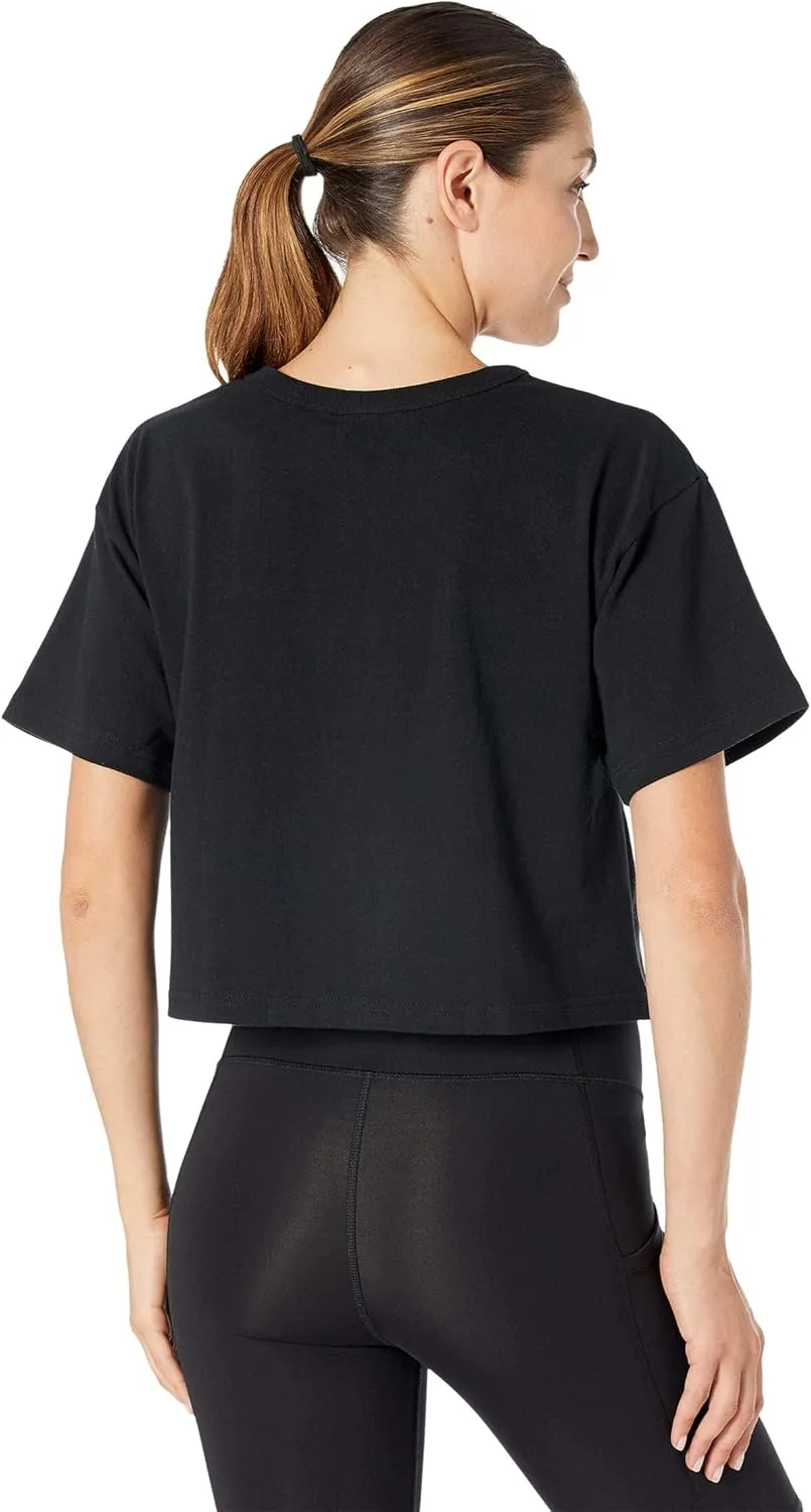 Champion Women's Cropped Reverse Weave Crew, Left Chest C