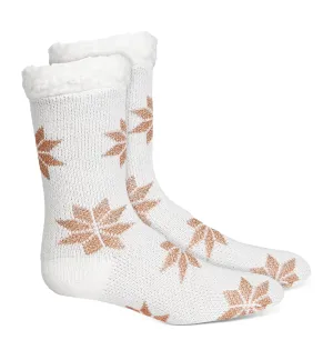 Charter Club Women's Snowflake Faux-Sherpa Slipper Socks, White, S/M