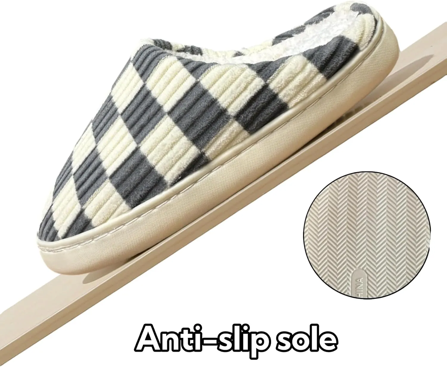 Checkered slipeers Comfortable Plaid Scuff Slides for Indoors & Outdoors, Unisex Cozy Memory Foam Slipper in Warm