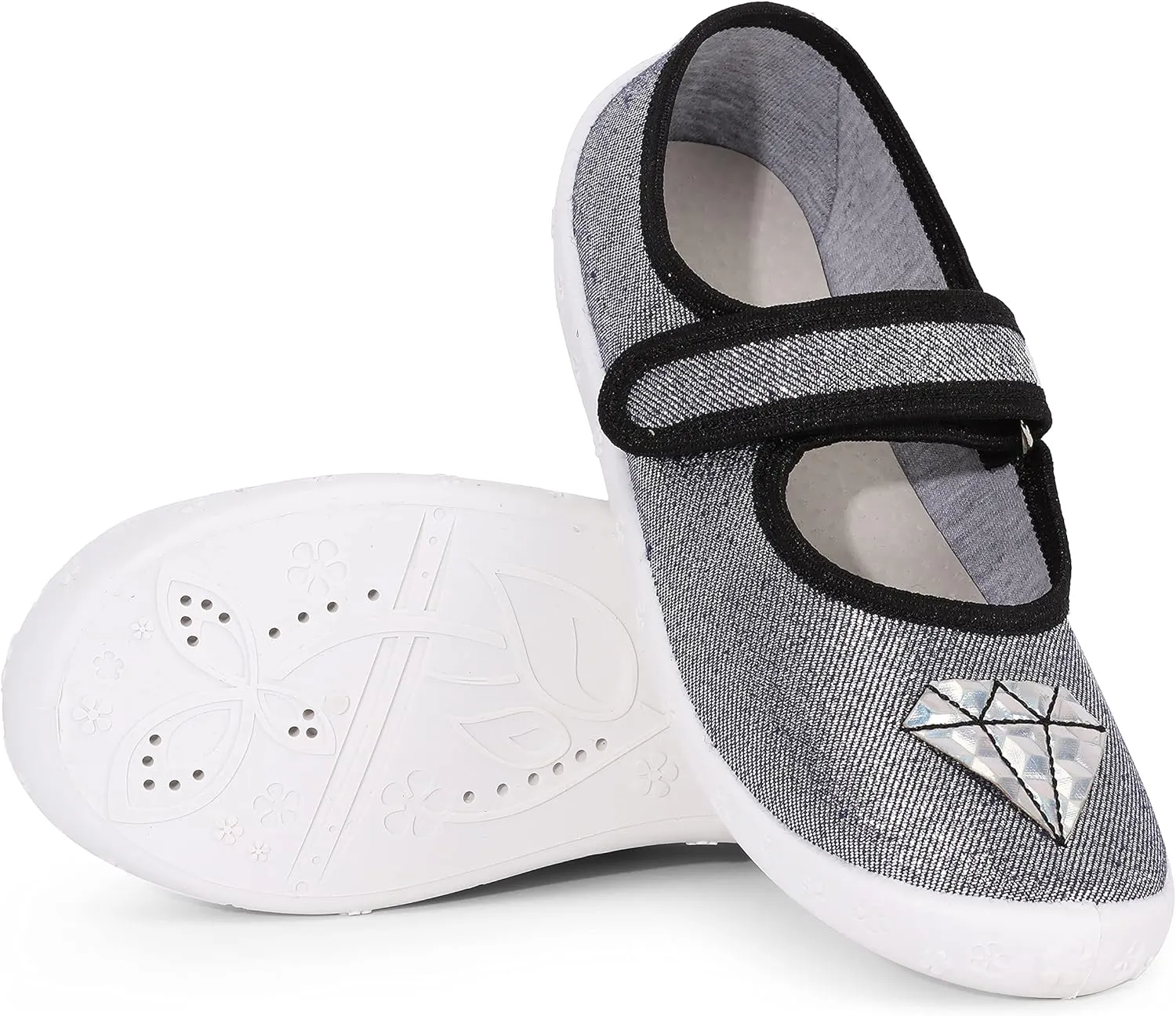 Children's Girls' Slippers with Velcro Fastening, Breathable Children's Slippers for School, Nursery and Home LARW007