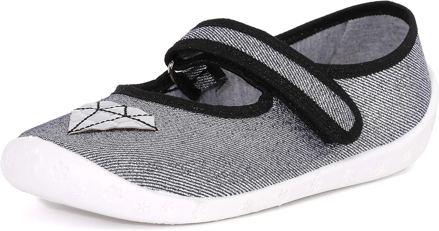 Children's Girls' Slippers with Velcro Fastening, Breathable Children's Slippers for School, Nursery and Home LARW007