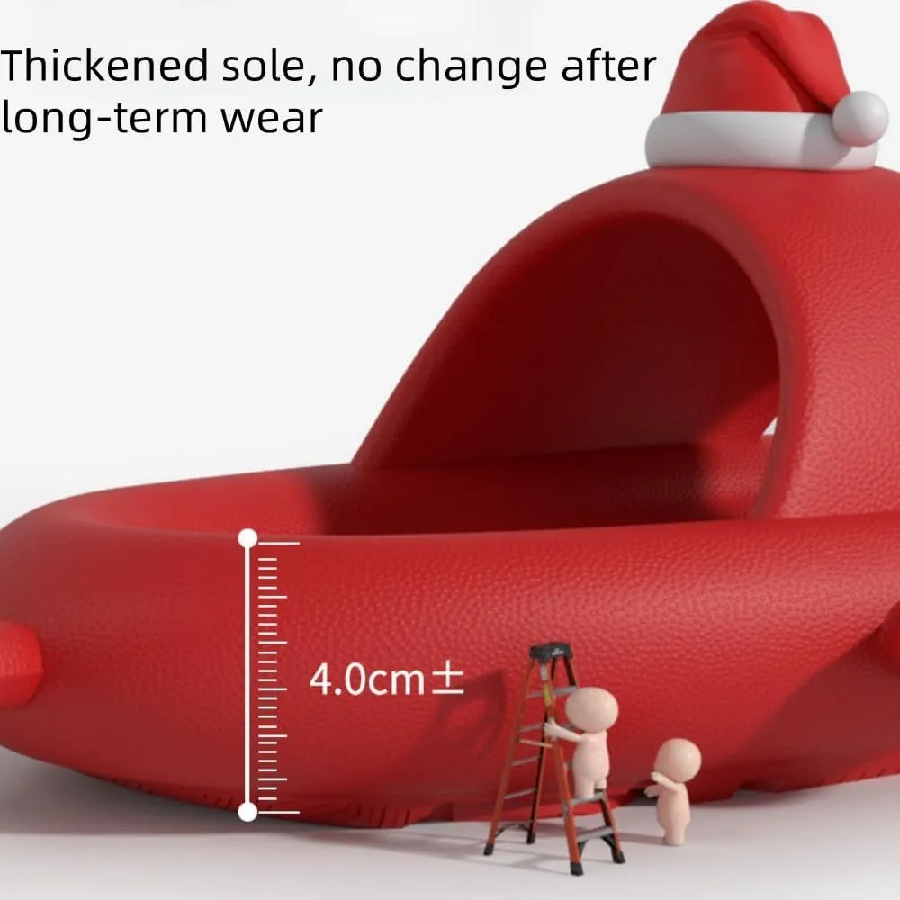 Christmas Shark Slides，Mushroom Shark Slides，Couple's Thick-soled Non-slip Cartoon Slippers, Suitable For Indoor And Outdoor Use