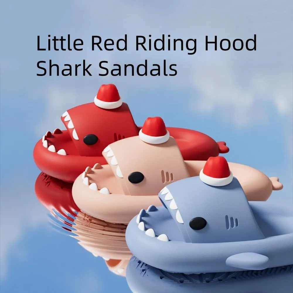 Christmas Shark Slides，Mushroom Shark Slides，Couple's Thick-soled Non-slip Cartoon Slippers, Suitable For Indoor And Outdoor Use