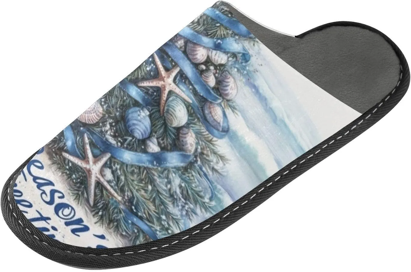 Christmas Trees Seaside House Slippers for Women Men Non-Slip Bridesmaid Slipper