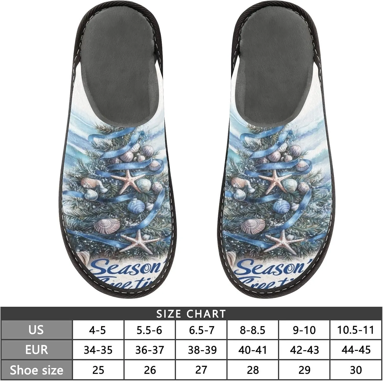 Christmas Trees Seaside House Slippers for Women Men Non-Slip Bridesmaid Slipper