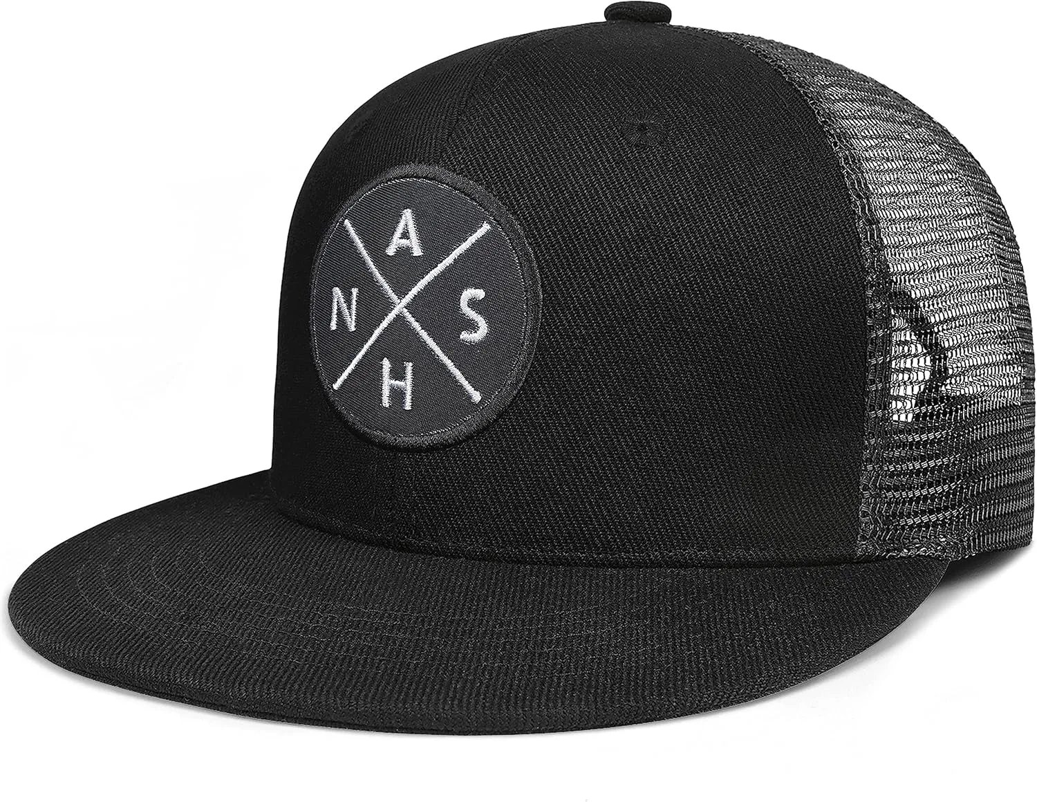 City Flat Brim Snapback Trucker Hat Mesh Hip Hop Flat Bill hat for Men & Women Unite State Adjustable Baseball Cap