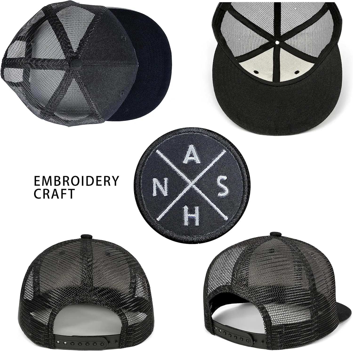 City Flat Brim Snapback Trucker Hat Mesh Hip Hop Flat Bill hat for Men & Women Unite State Adjustable Baseball Cap