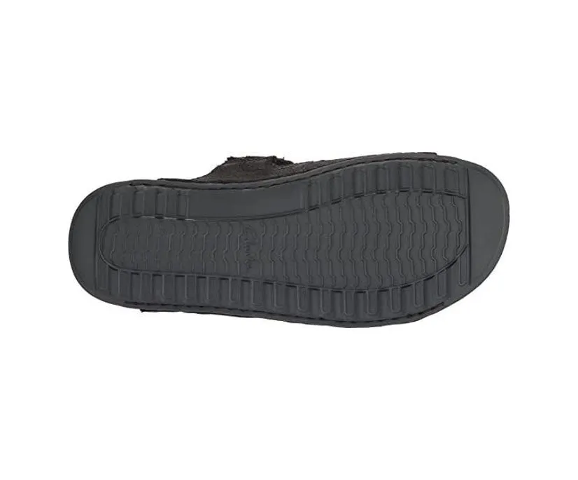 Clarks Men's Crestview Easy Flat Sandal Black Leather