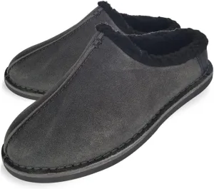 Clarks Men's Suede Leather Clog Slippers With Faux Shearling Collar , JMS0572,Indoor/Outdoor Low Open Back Slip-Ons, Grey, 8 UK