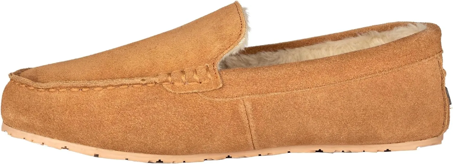 Clarks Mens Suede Moccasin Slippers Warm Cozy Indoor Outdoor Plush Faux Fur Lined Slipper For Men (13 M US, Cinnamon)