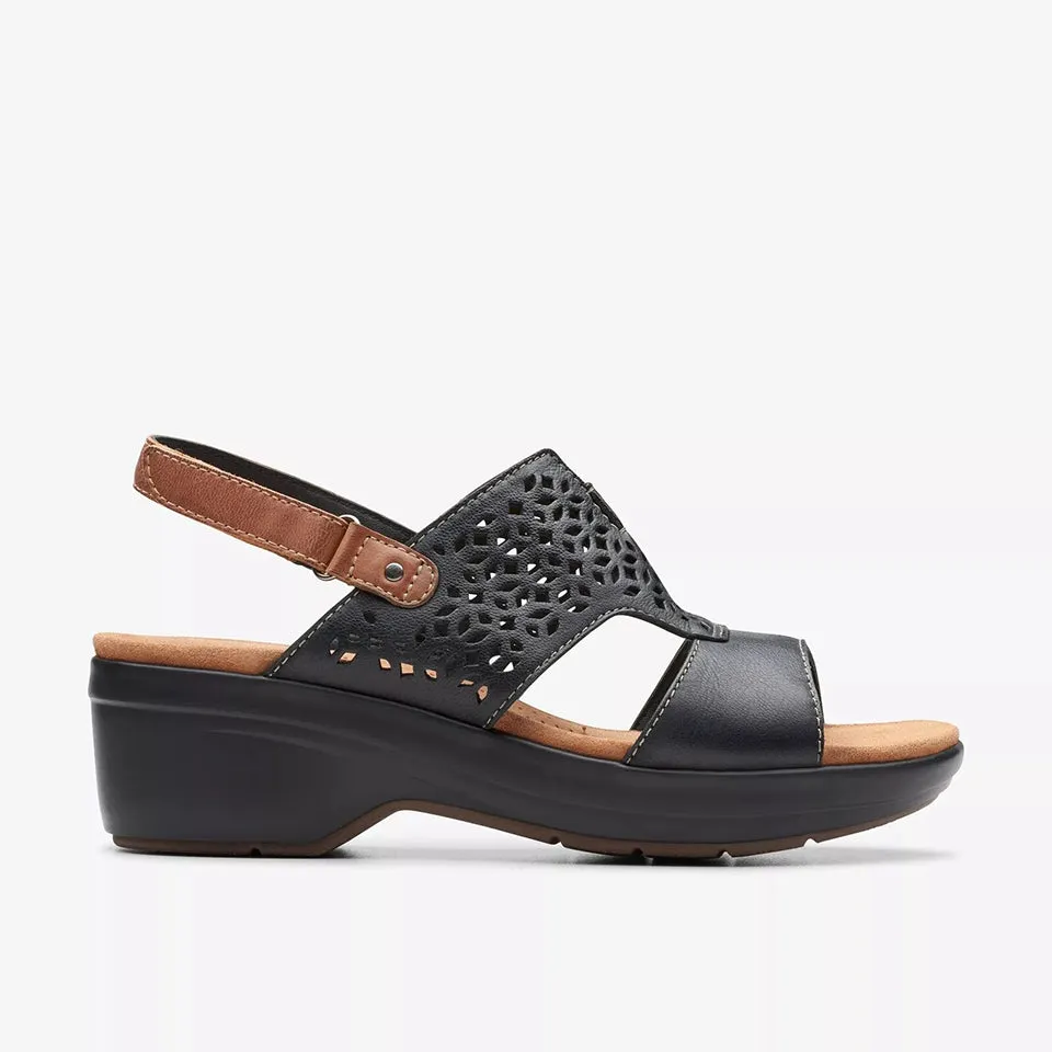 Clarks Women's Tuleah Sun Black | Navy Leather