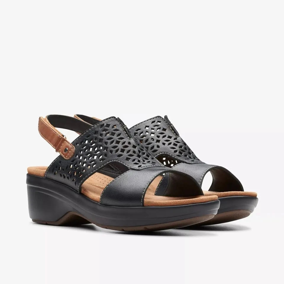 Clarks Women's Tuleah Sun Black | Navy Leather