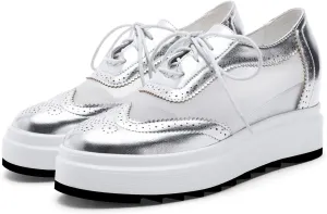 ClassicSter Women's Platform Lace Up Comfort Wingtips Square Toe Wedge Oxford Shoes Brogues
