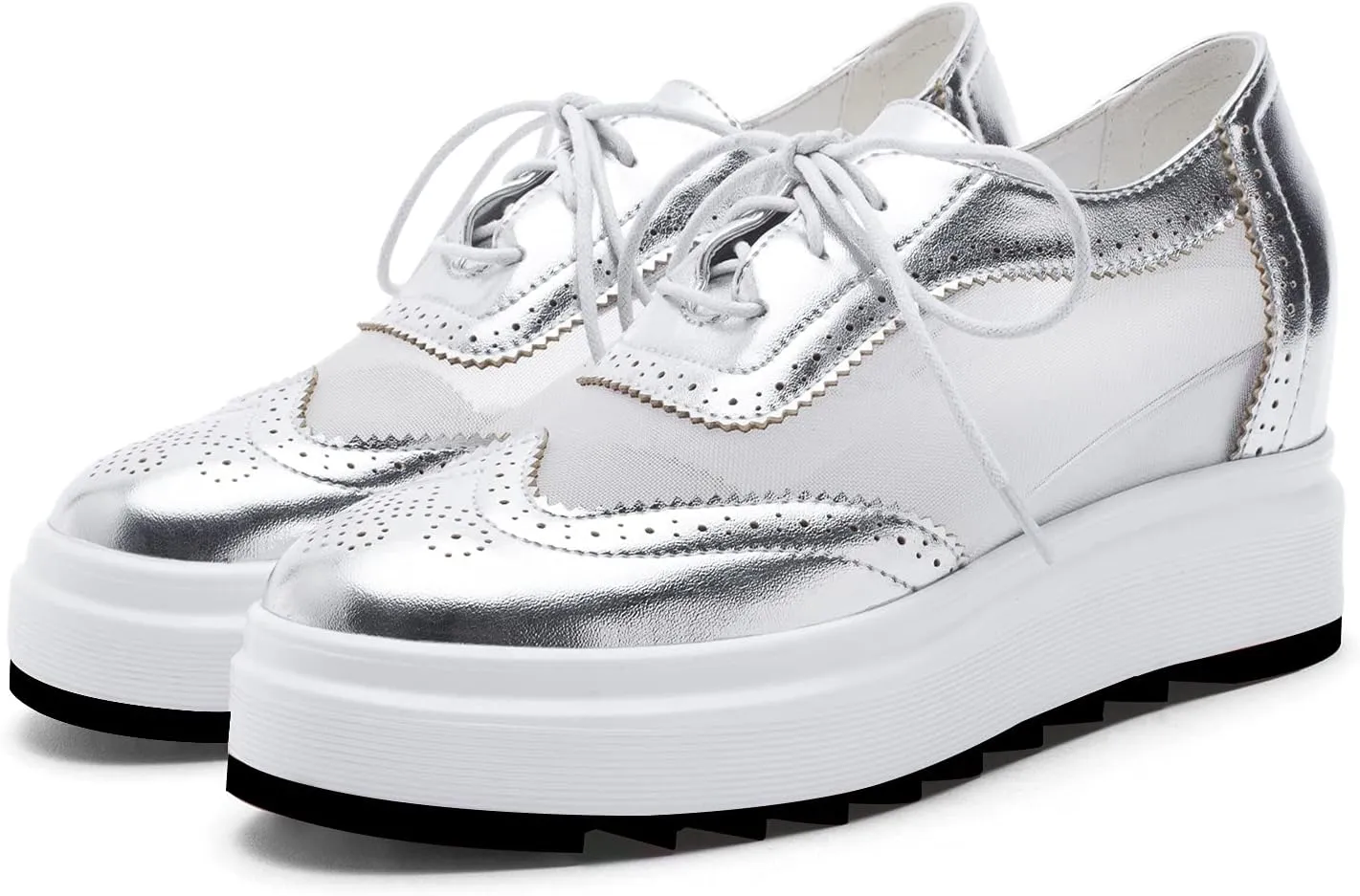 ClassicSter Women's Platform Lace Up Comfort Wingtips Square Toe Wedge Oxford Shoes Brogues