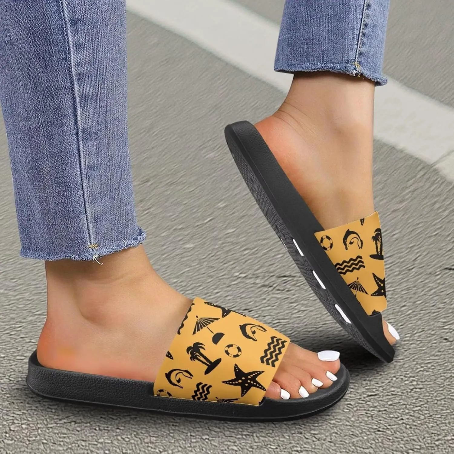 Coloranimal Slippers for Women Summer Sandals Slide Sandals with Non Slip Sole Summer Beach Shoes Shower Shoes Lightweight House Slippers