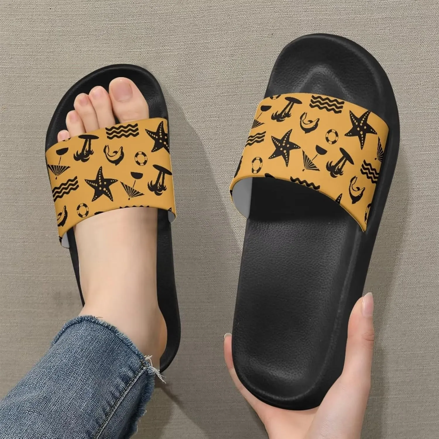 Coloranimal Slippers for Women Summer Sandals Slide Sandals with Non Slip Sole Summer Beach Shoes Shower Shoes Lightweight House Slippers