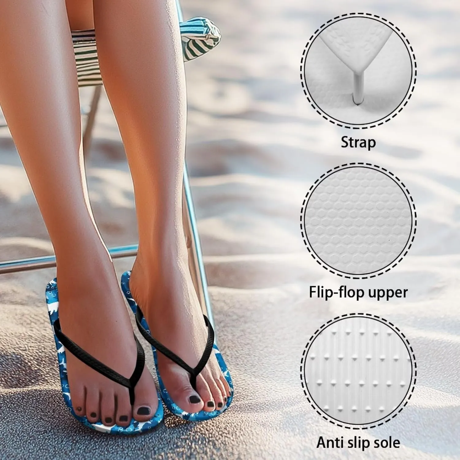 Coloranimal Womens Flip Flops Summer Beach Sandals Non Slip Flip Flops Thong Sandals for Women Lightweight Ladies Slip On Summer Slippers