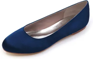 COMFASH Wedding Flats Shoes Women Satin Round Toe Comfortable Bride Ballet Flats