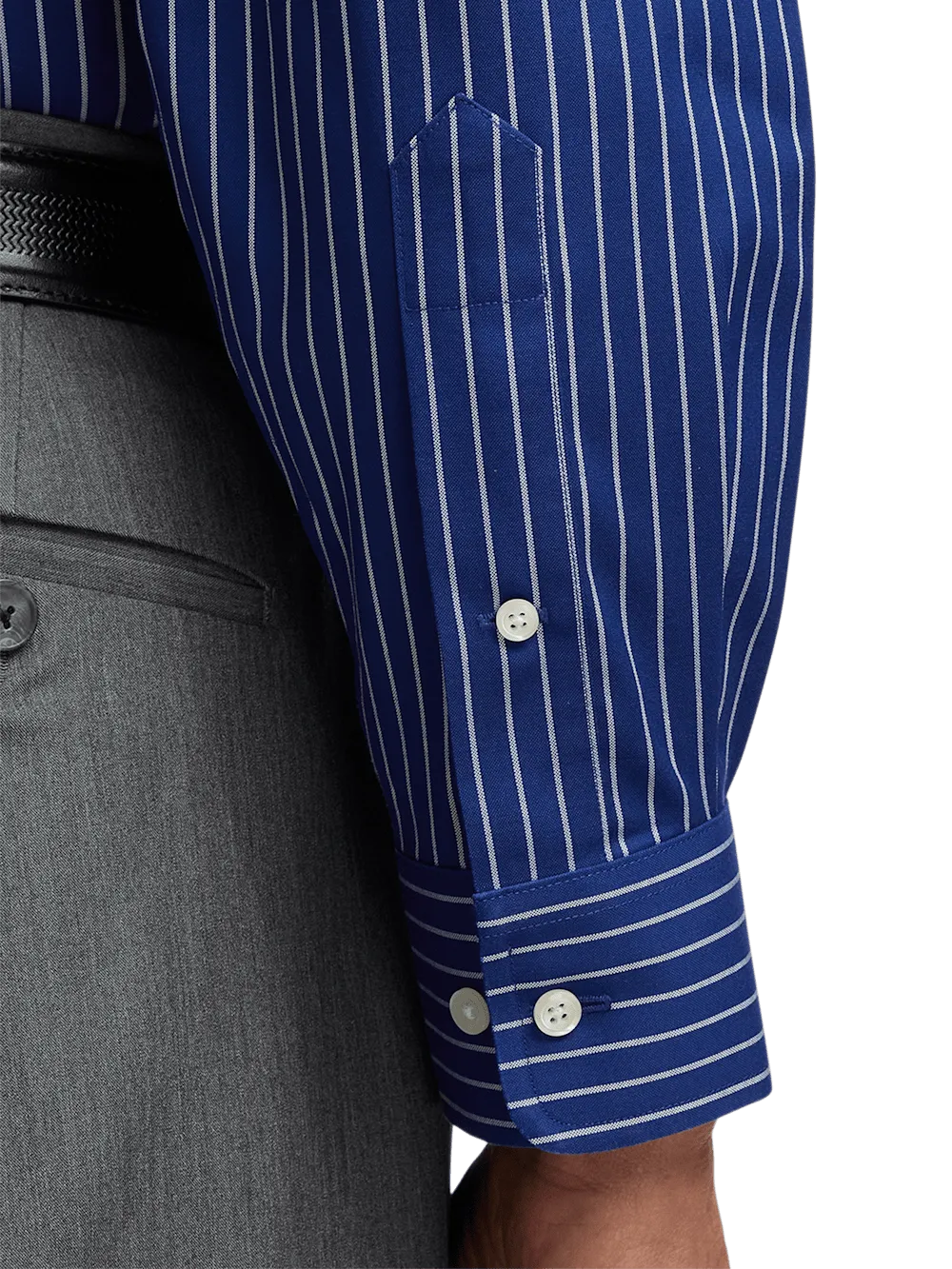 Comfort Stretch Non-Iron Stripe Dress Shirt - Cobalt