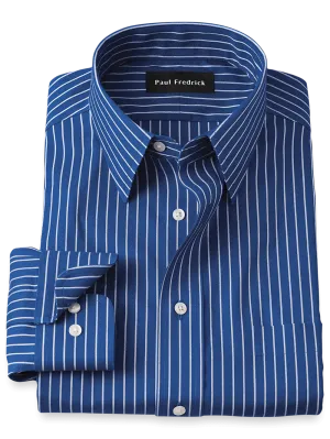Comfort Stretch Non-Iron Stripe Dress Shirt - Cobalt