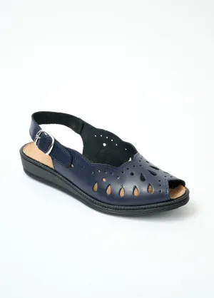 Comfort wide leather wedge sandals