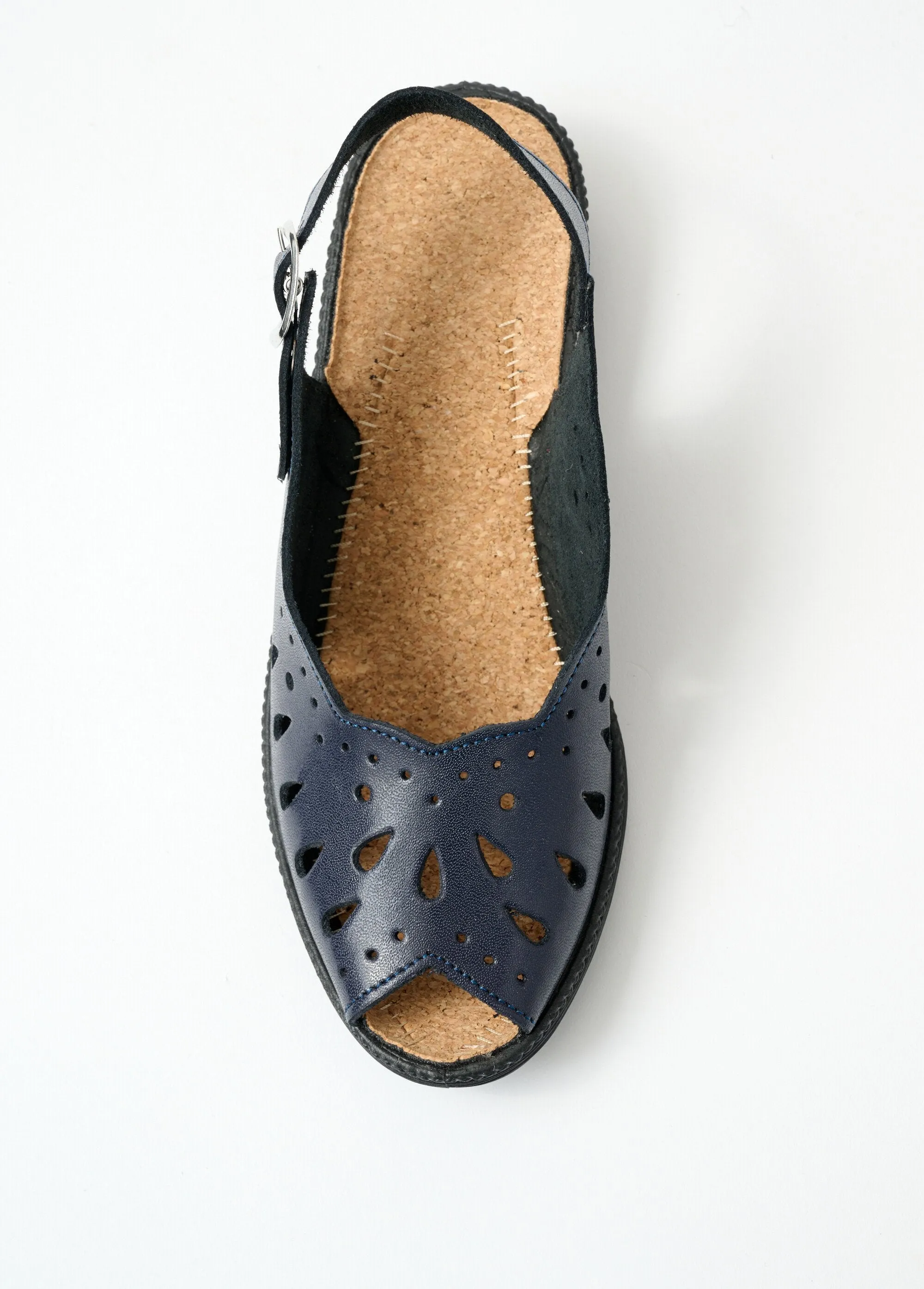 Comfort wide leather wedge sandals
