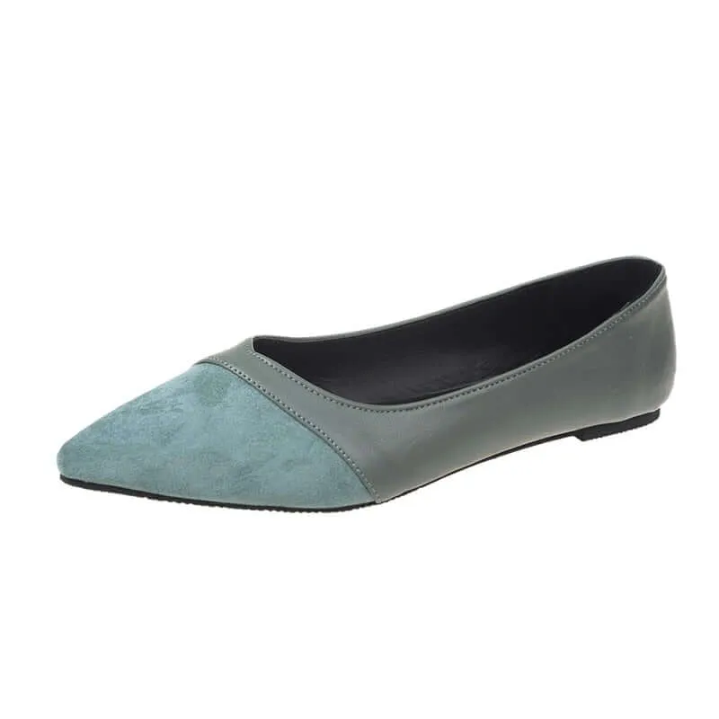 Comfortable pointed toe suede flat shoes women