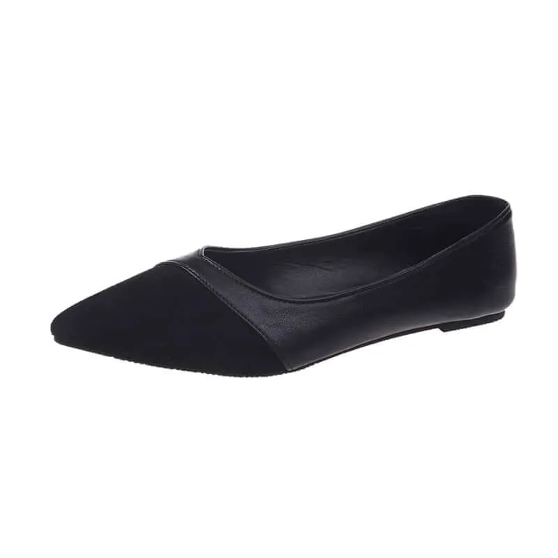 Comfortable pointed toe suede flat shoes women