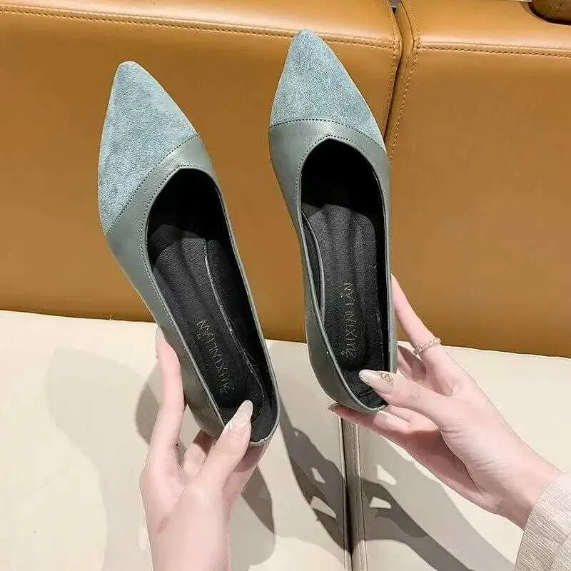 Comfortable pointed toe suede flat shoes women