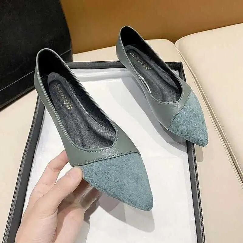 Comfortable pointed toe suede flat shoes women