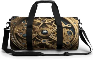Cool Steampunk Gears Cylindrical Gym Bag Travel Duffel Bag with Dry Wet Separated Pocket for Men And Women Overnight Bag Weekender Bag Training Handbag Yoga Bag