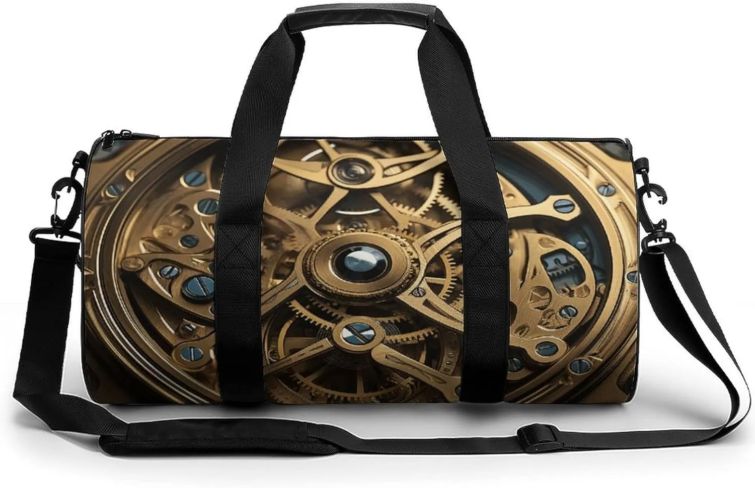 Cool Steampunk Gears Cylindrical Gym Bag Travel Duffel Bag with Dry Wet Separated Pocket for Men And Women Overnight Bag Weekender Bag Training Handbag Yoga Bag