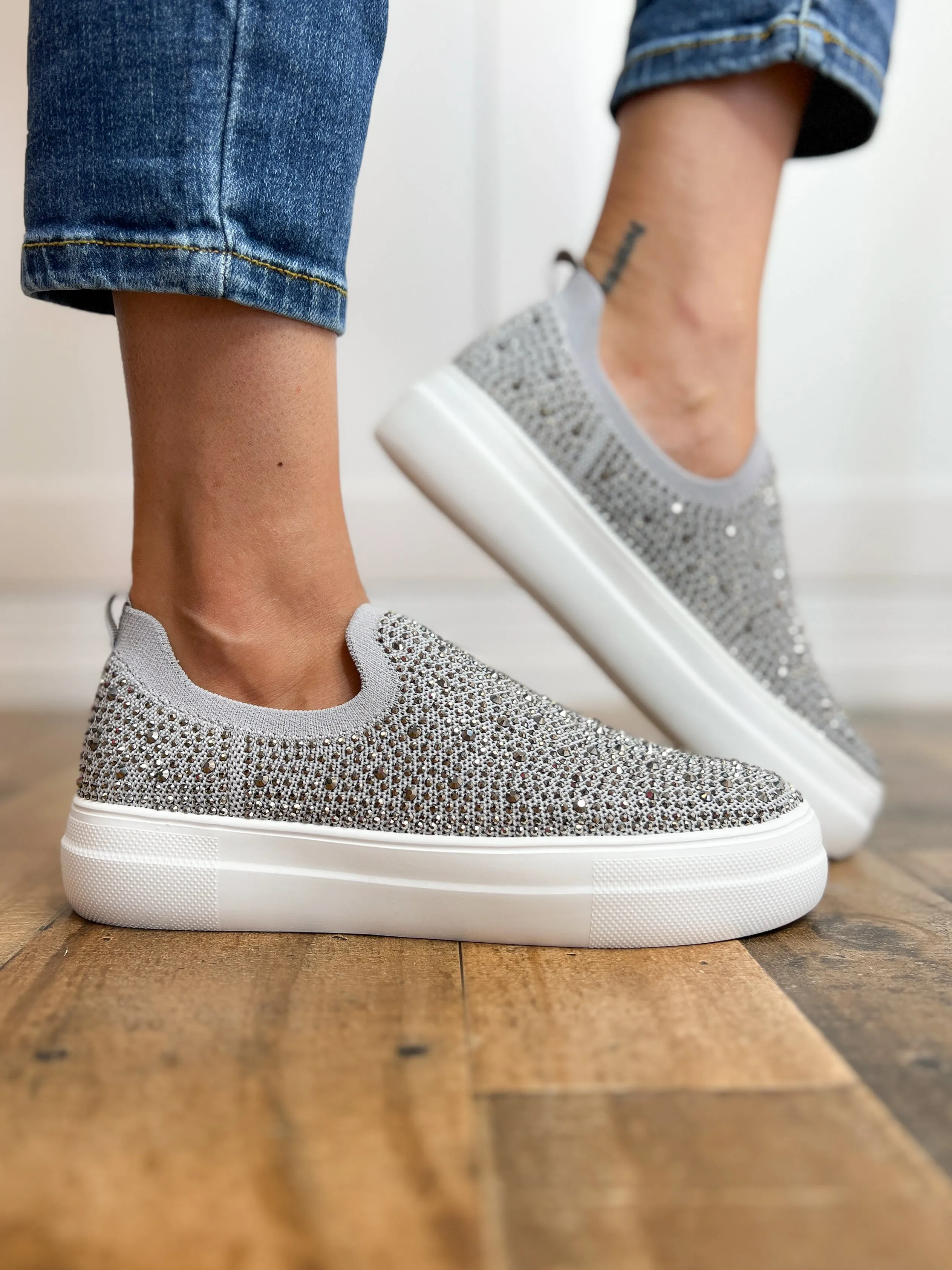 Corky's Swank Grey Crystal Rhinestone Sneaker Shoe