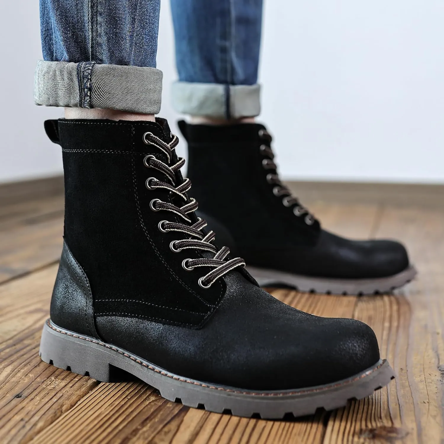 COSIDRAM Men's Casual Oxford Boots Classic Suede Chukka Boots Comfort Lace Up Business Dress Shoes