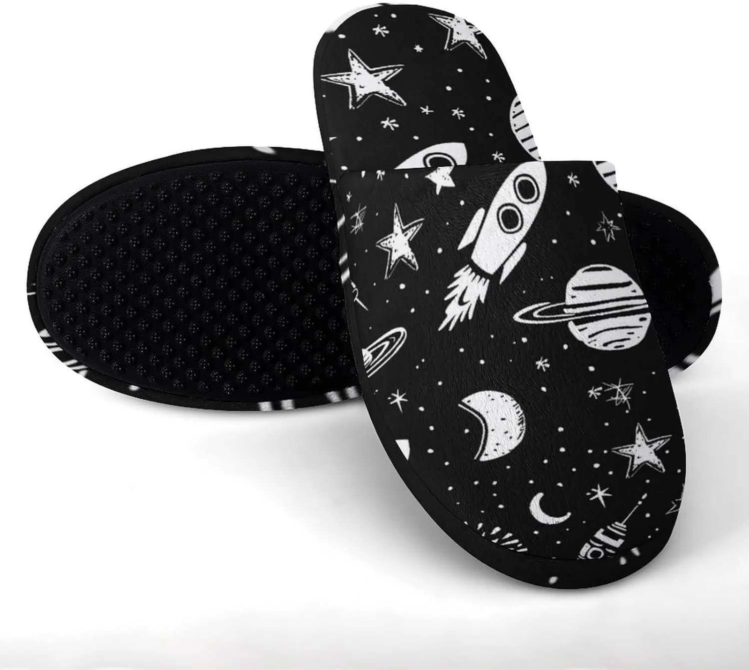 Cosmic Planet Rocket Ship Women's Slipper Non Slip Comfortable Winter Warm Home House Shoes