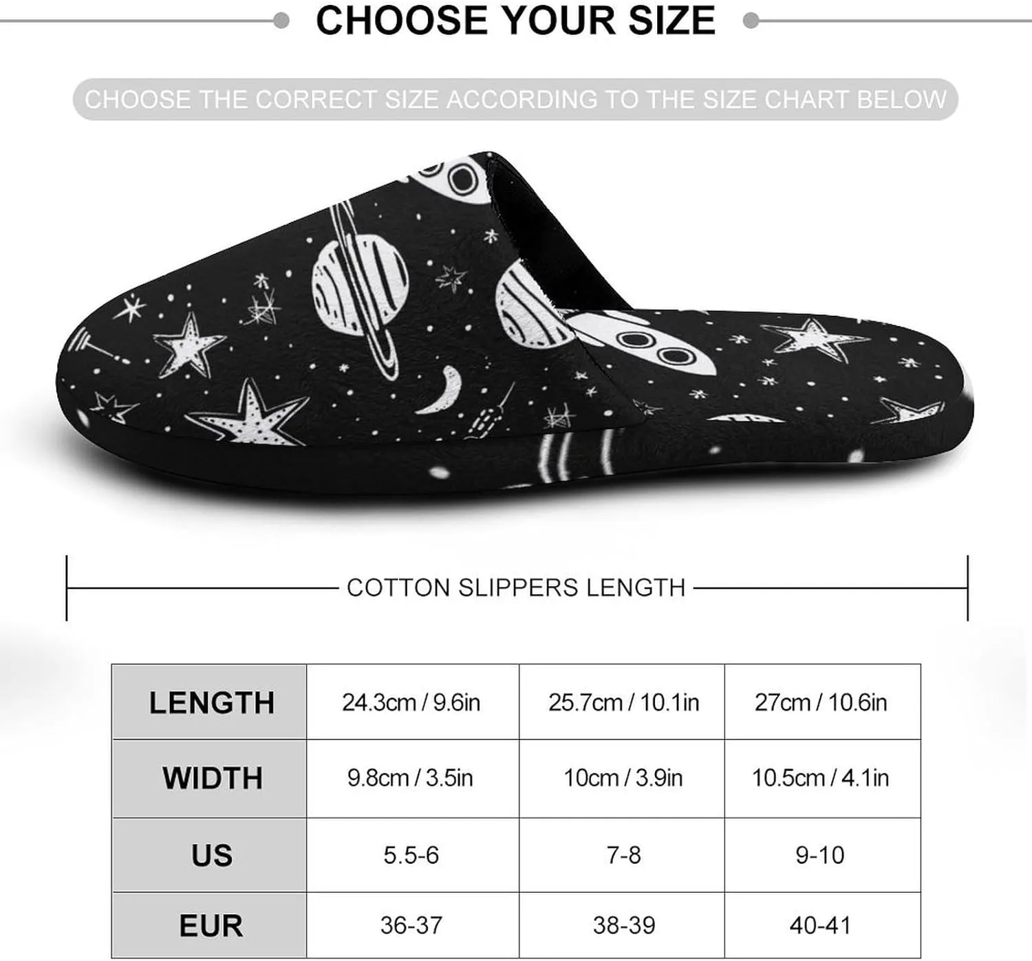 Cosmic Planet Rocket Ship Women's Slipper Non Slip Comfortable Winter Warm Home House Shoes