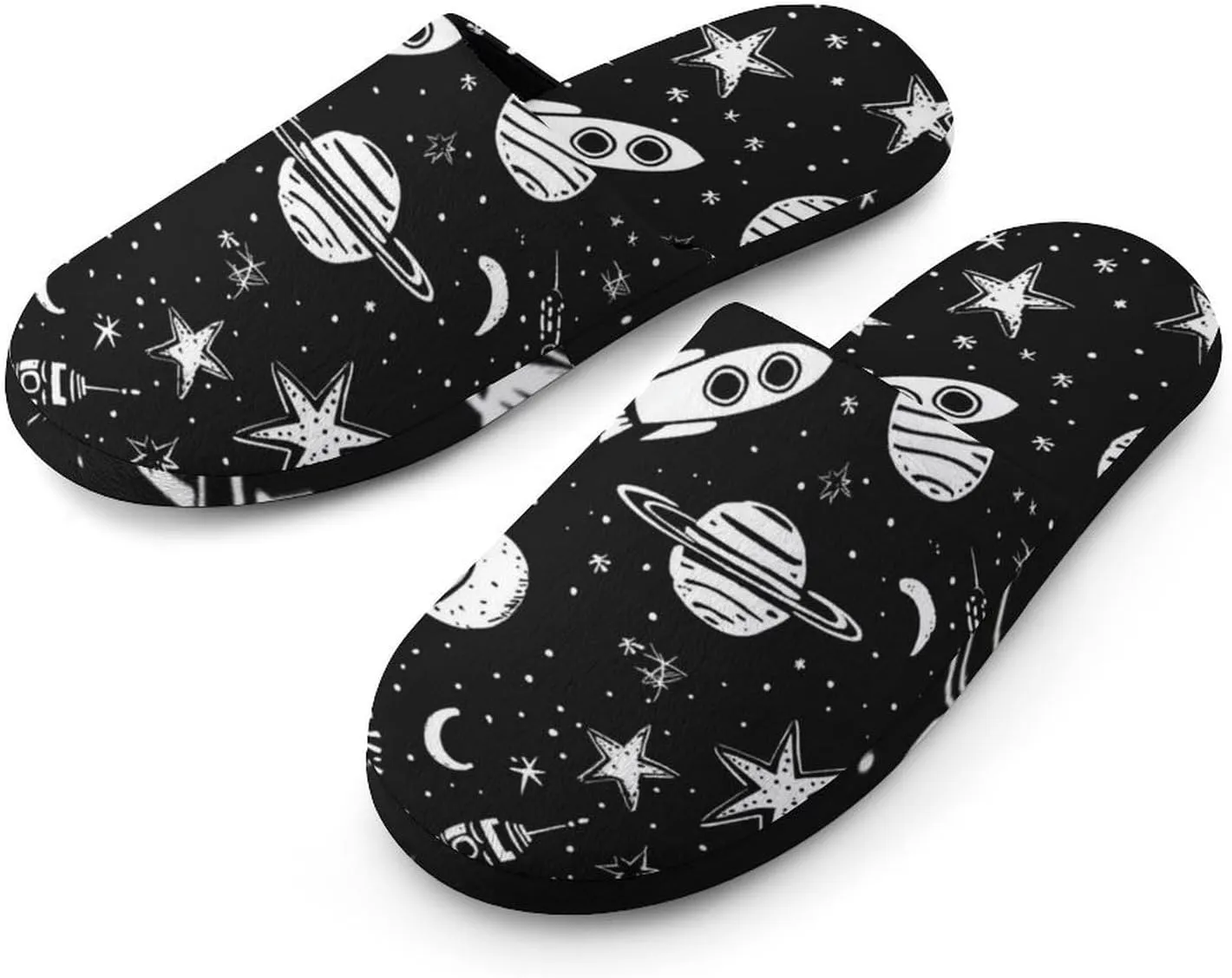 Cosmic Planet Rocket Ship Women's Slipper Non Slip Comfortable Winter Warm Home House Shoes