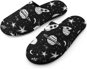 Cosmic Planet Rocket Ship Women's Slipper Non Slip Comfortable Winter Warm Home House Shoes