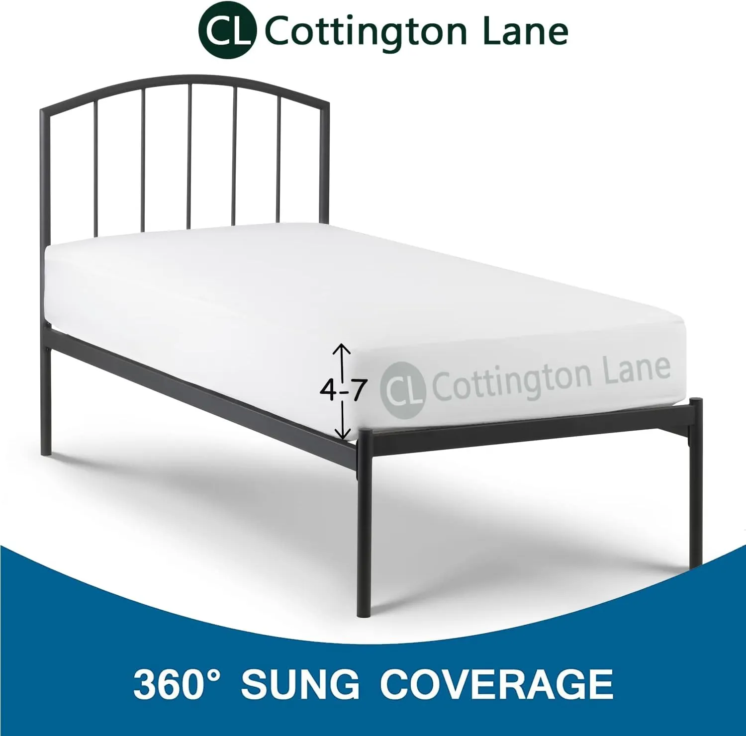Cottington Lane Cot Size 33 x 75 Sheet Set, Hotel Quality 100% Cotton 4 Piece Bunk Bed Sheets, Perfect for Narrow Twin, Camp Bunk,Trifold Mattress, Guest Bed Replacement, White Solid