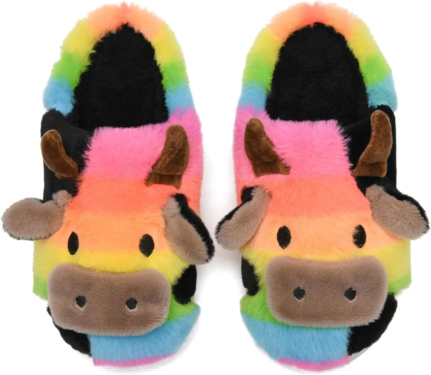 COVS Cow Slippers for Women/Men， Cute Cozy Cartoon Cow Fluffy Slippers Indoor Outdoor Fuzzy Slippers In Winter