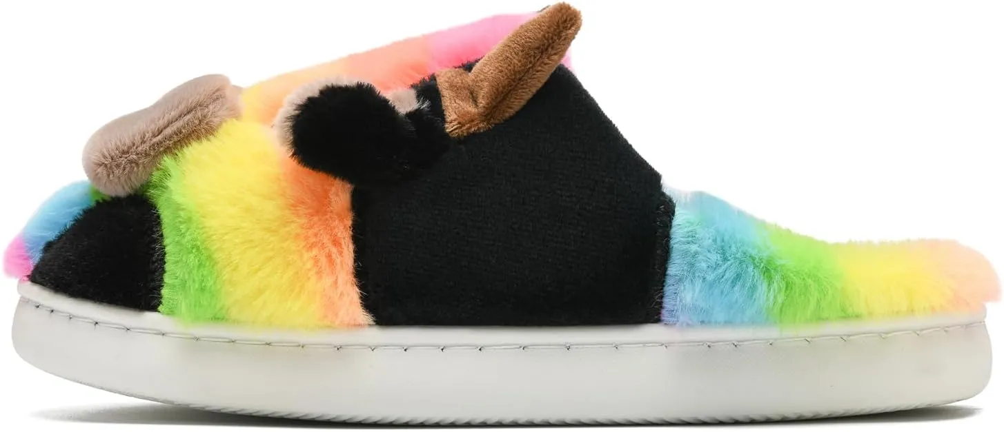 COVS Cow Slippers for Women/Men， Cute Cozy Cartoon Cow Fluffy Slippers Indoor Outdoor Fuzzy Slippers In Winter